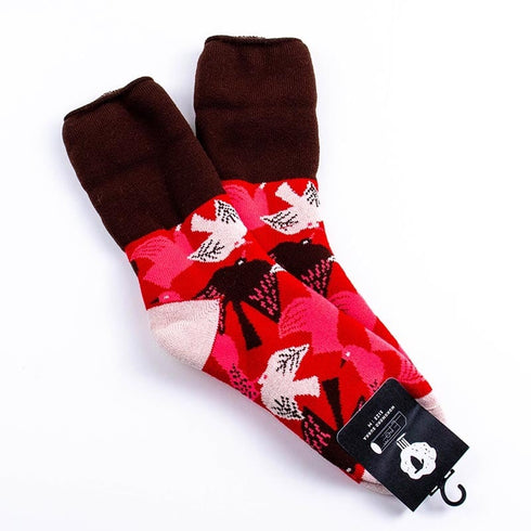 ソックス fromF モコモコソックス リントゥ/鳥 レッド サイズM 36-38 (22.5ー25cm)TV094MRD